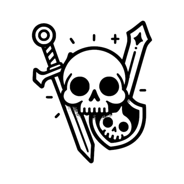 a skull and sword with a sword and a skull on it