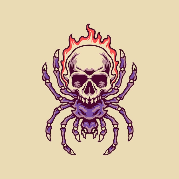 Skull Tarantula Retro Illustration