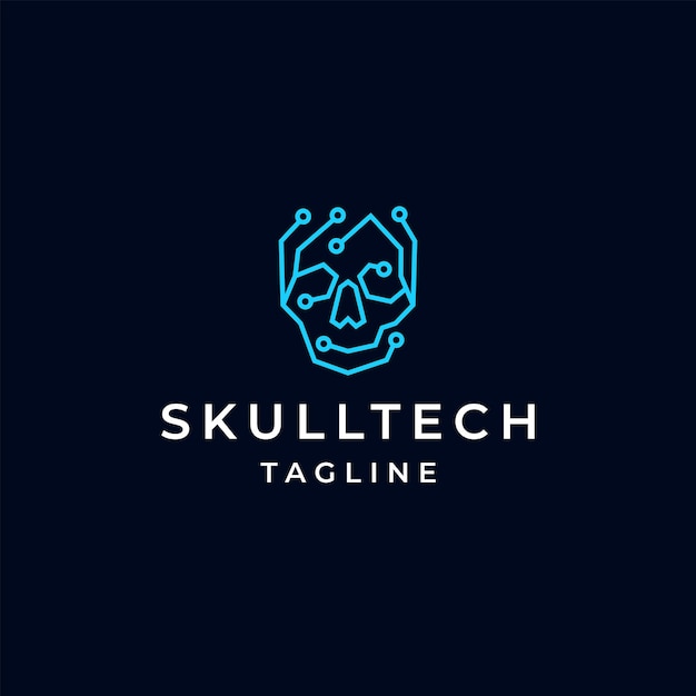 Skull tech logo icon design template flat vector