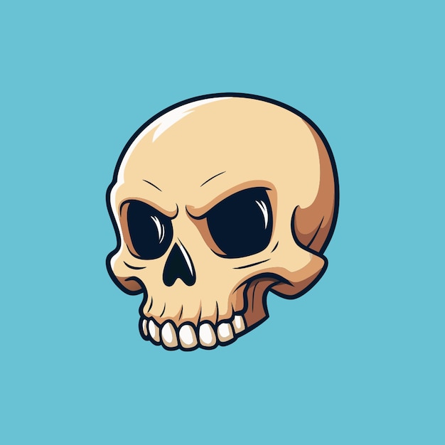 skull in threequarter view in edgy style vector illustration cartoon