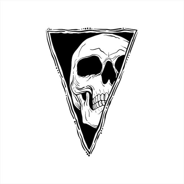 Skull triangle with hand drawing style free vector illustration