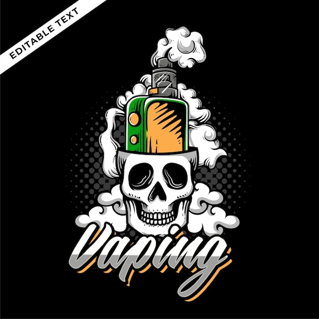 skull vape clouds vector illustration