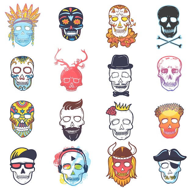 Skull vector mexican dead head and crossbones and human tattoo illustration