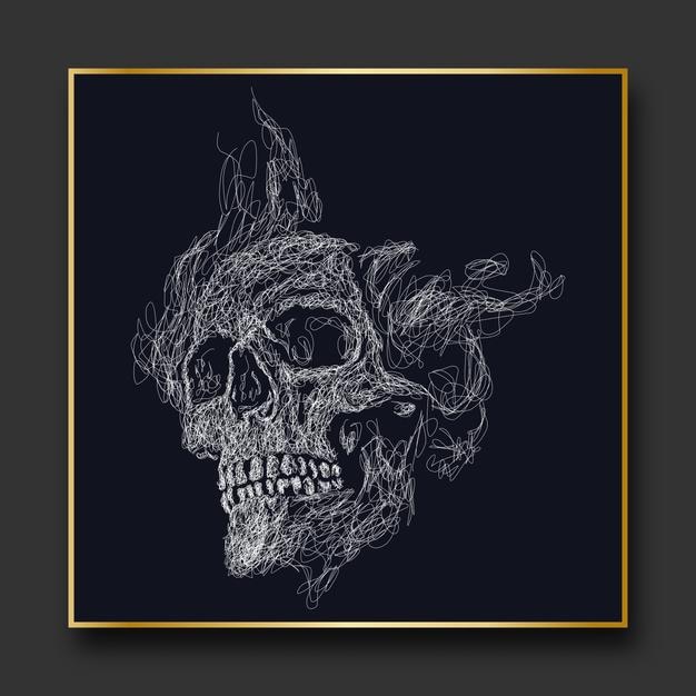 Vector skull vector sketch illustration scribble art