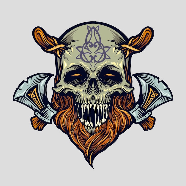 Skull Viking Warrior with Axe for logo