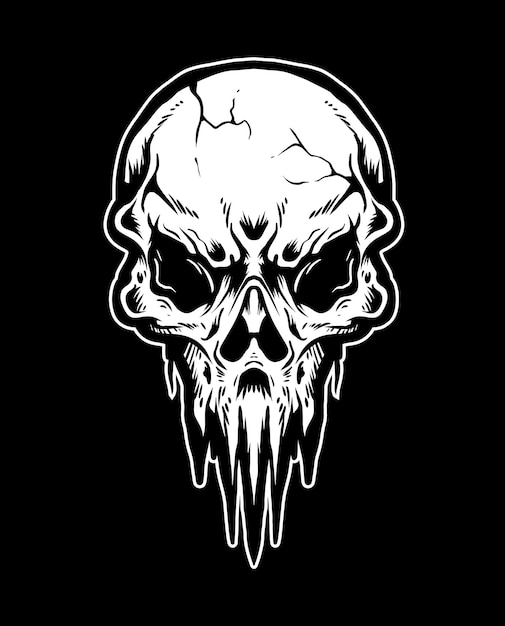 Skull vintage black and white vector background