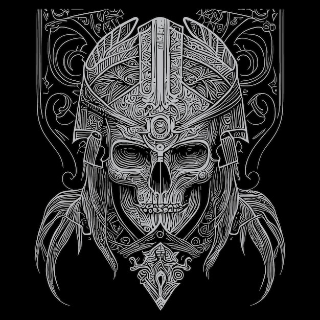 skull warrior fierce and intimidating figure that combines elements of human and skull anatomy.