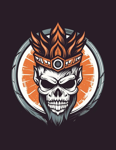 skull warrior hand drawn logo design illustration