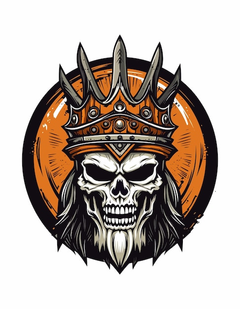 skull warrior hand drawn logo design illustration