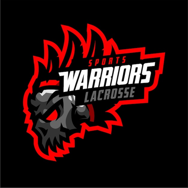 Skull warriors lacrosse sport logo