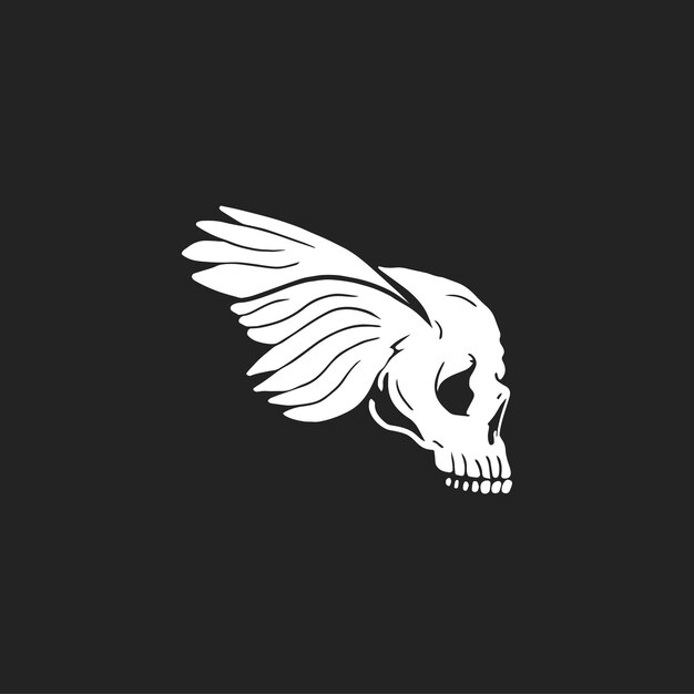 Skull Wings Hand Draw Logo Design Illustration Vintage