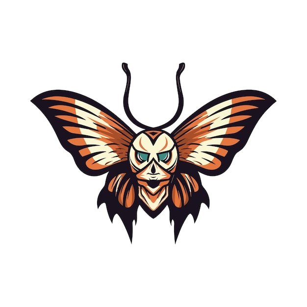 skull wings illustration hand drawn logo design