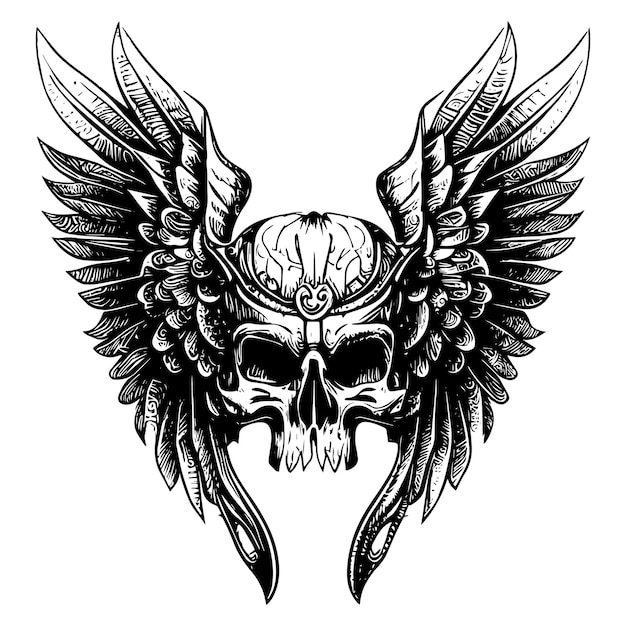 Skull and wings illustration symbol gothic culture represents death freedom and rebellion