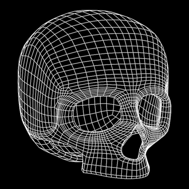 Skull wireframe low poly mesh vector illustration technology live and death concept