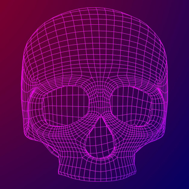 Skull wireframe low poly mesh vector illustration technology live and death concept