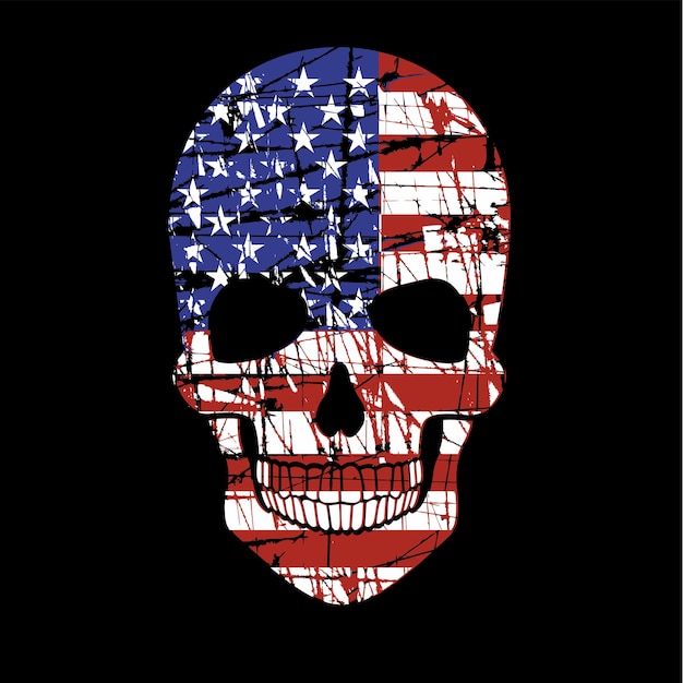 skull with American flag grunge vintage design t shirts