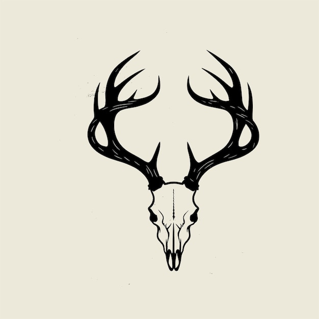 a skull with antlers and antlers is drawn on a beige background