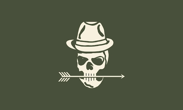 Skull With Arrow Vintage Minimalistm Graphic Vector