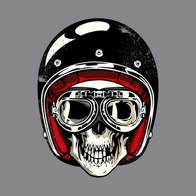 Skull with black helmet and glasses