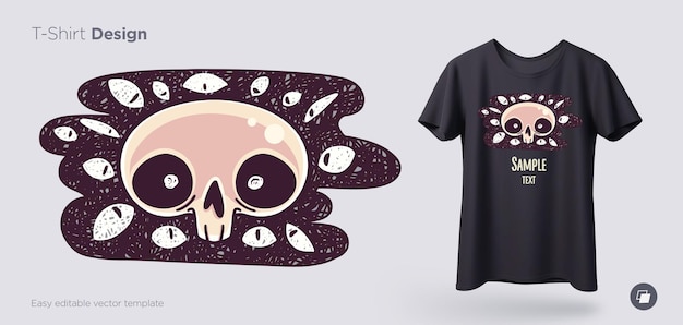 Vector skull with evil eyes tshirt design print for clothes posters or souvenirs vector