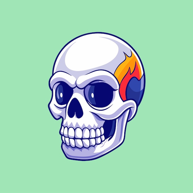 Vector a skull with a fire flames on it