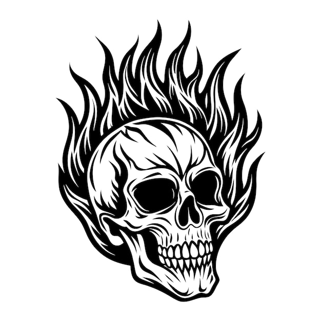 Skull with flames burning skull fire skull