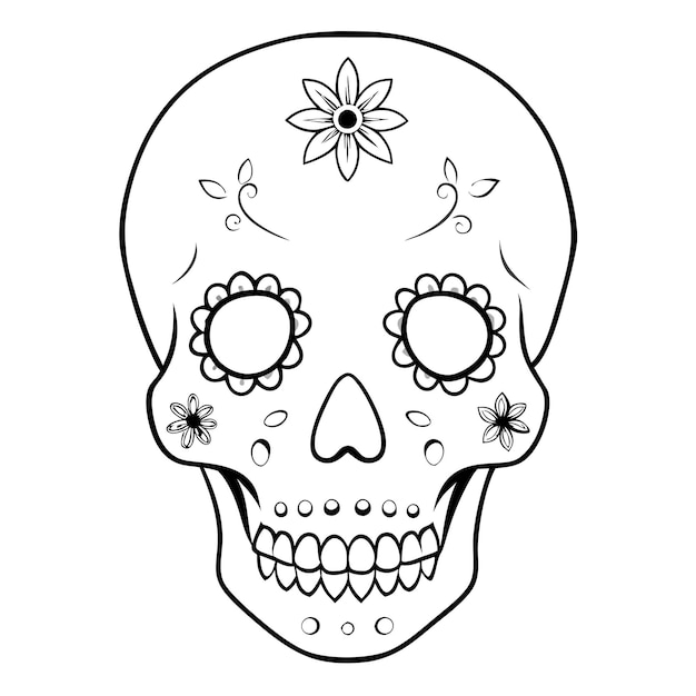 Vector a skull with a flower on it and a flower on it