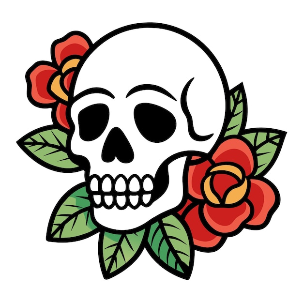 a skull with a flower on it and a skull with a flower in the middle