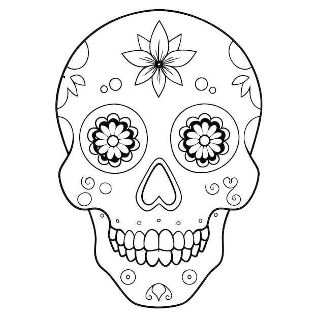 a skull with flowers and a flower on it