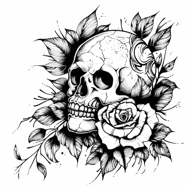 A skull with flowers on it