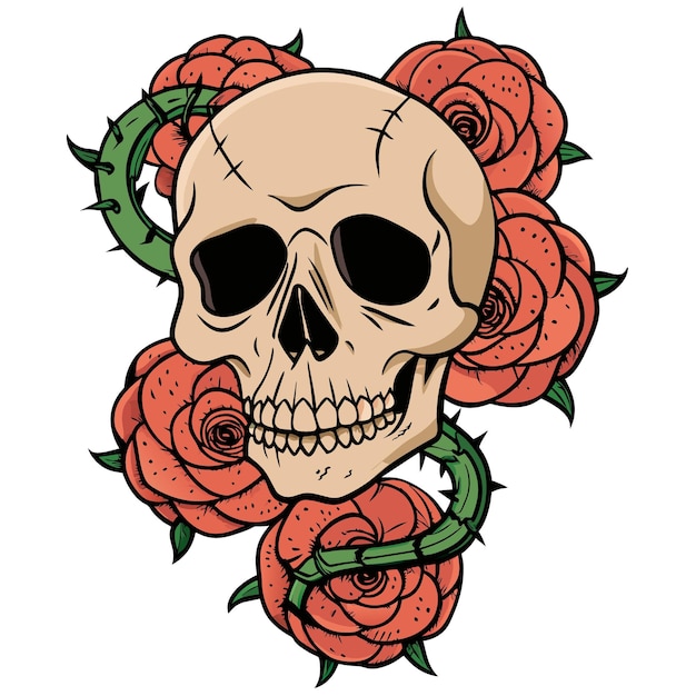 a skull with flowers and a skull that says  death  on it