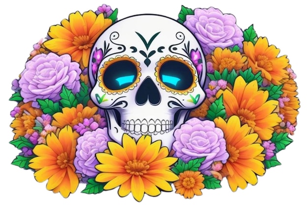 Vector a skull with flowers and a skull with a cross on it