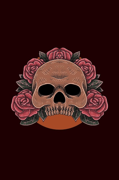 Skull with flowers vector illustration