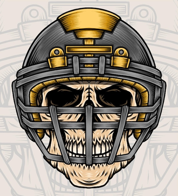 Skull with Football Helmet