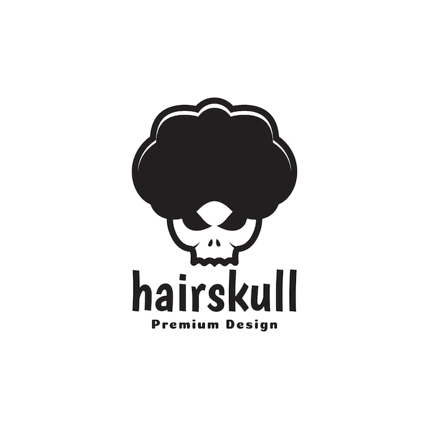 Skull with frizzy hair logo design vector graphic symbol icon sign illustration creative idea