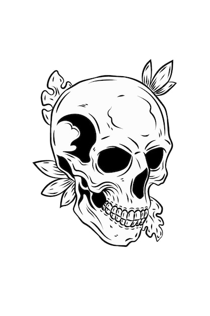 Skull with greenery vector illustration