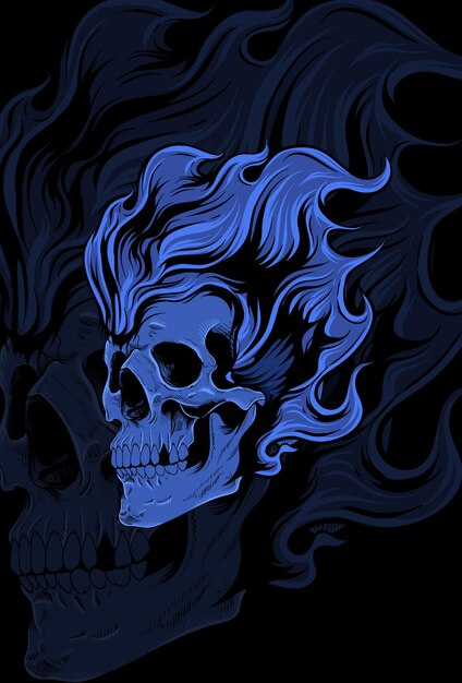 Skull with hair vector illustration