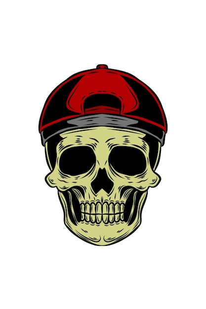 Skull with hat and bandana vector illustration