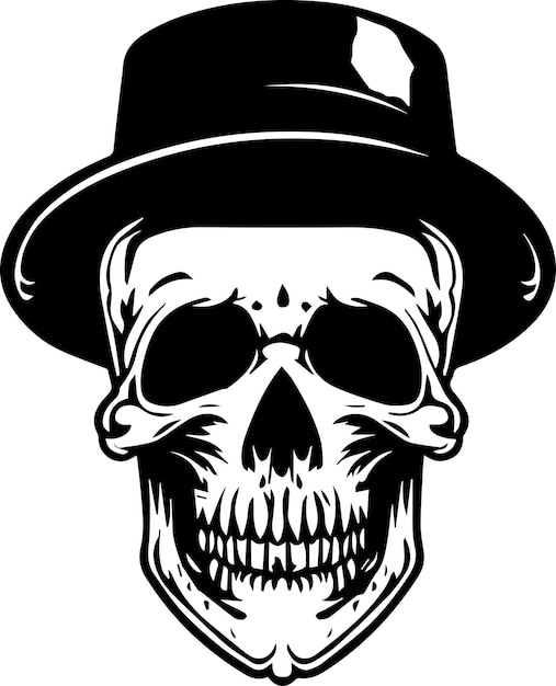 Skull with hat tattoo design