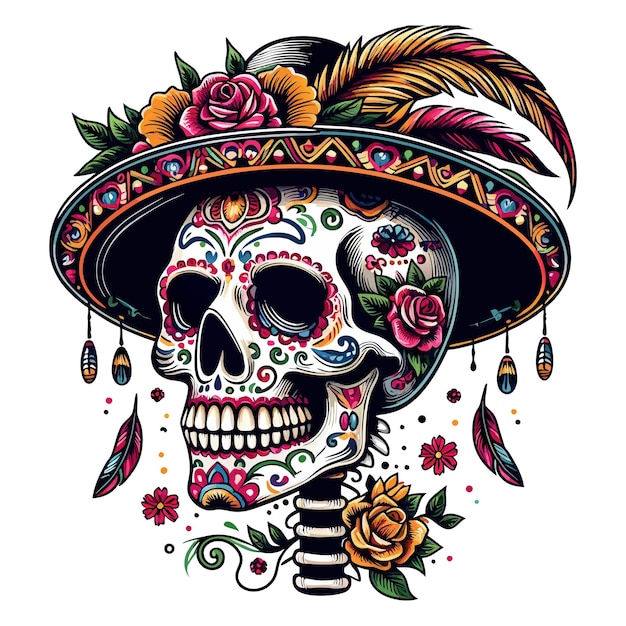 a skull with a hat that says sugar on it