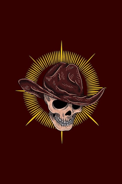 Vector skull with hat vector illustration