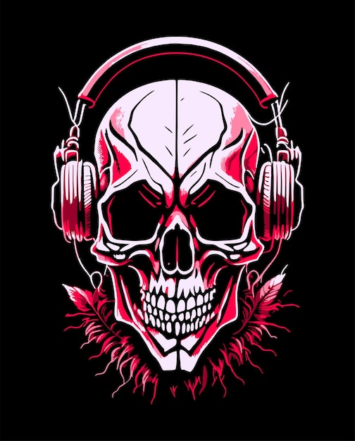 skull with headphones illustration