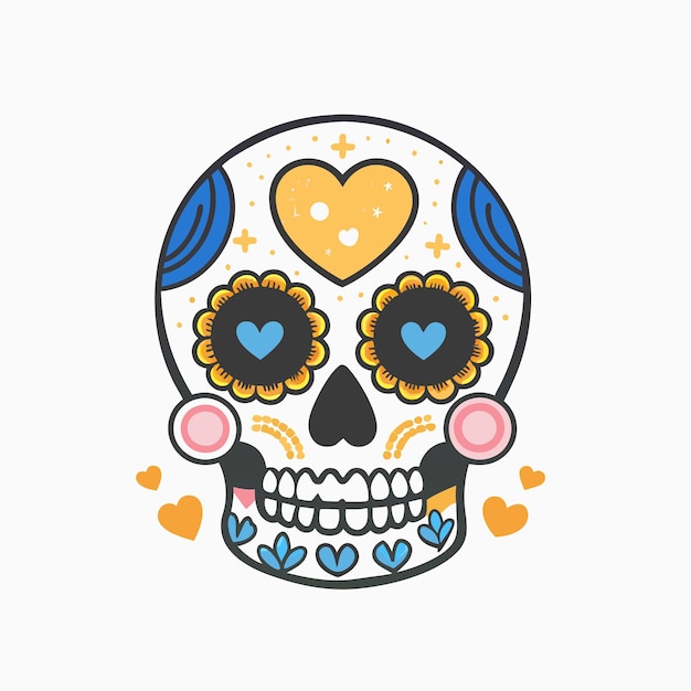 Vector a skull with hearts and flowers on it