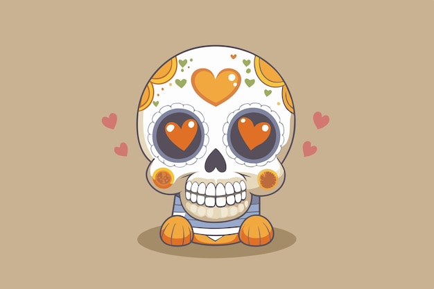 Vector a skull with hearts on his chest and a heart in the middle