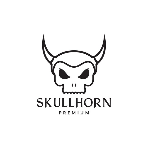 Skull with horn vintage logo design vector graphic symbol icon sign illustration creative idea