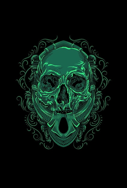 Skull with ornament vector illustration