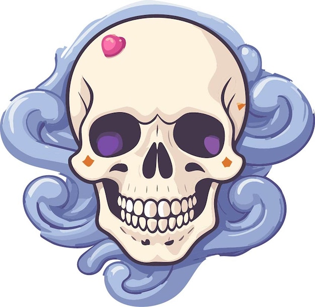 Vector a skull with a pink bow and a blue ribbon on it