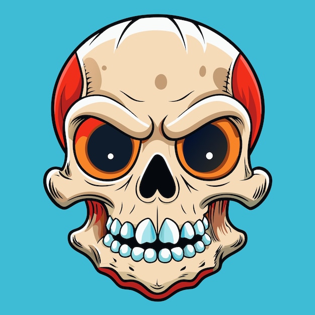 Vector a skull with a red band around it and a black and white skull