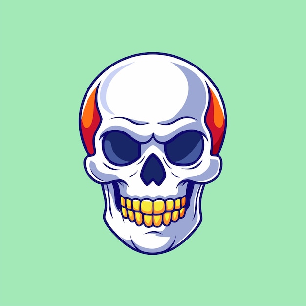 Vector a skull with a red crown and a yellow background