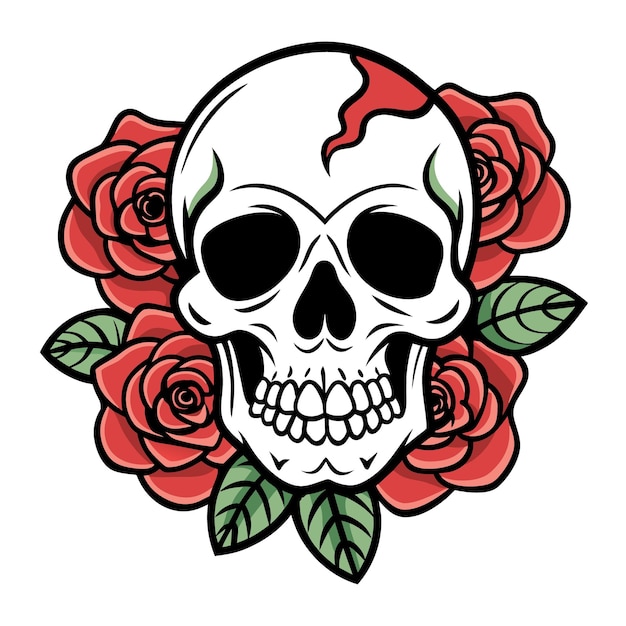 skull with roses and intricate detailing in vector format Fine details and crisp lines make the des